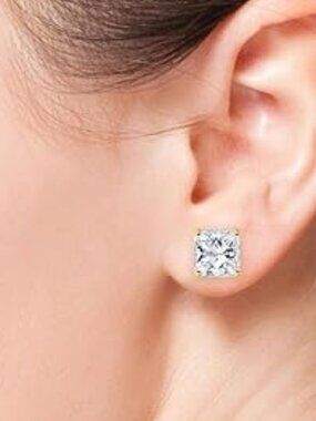 14kt solid gold 3.5ct lab cubic zirconia earrings yellow gold nwt